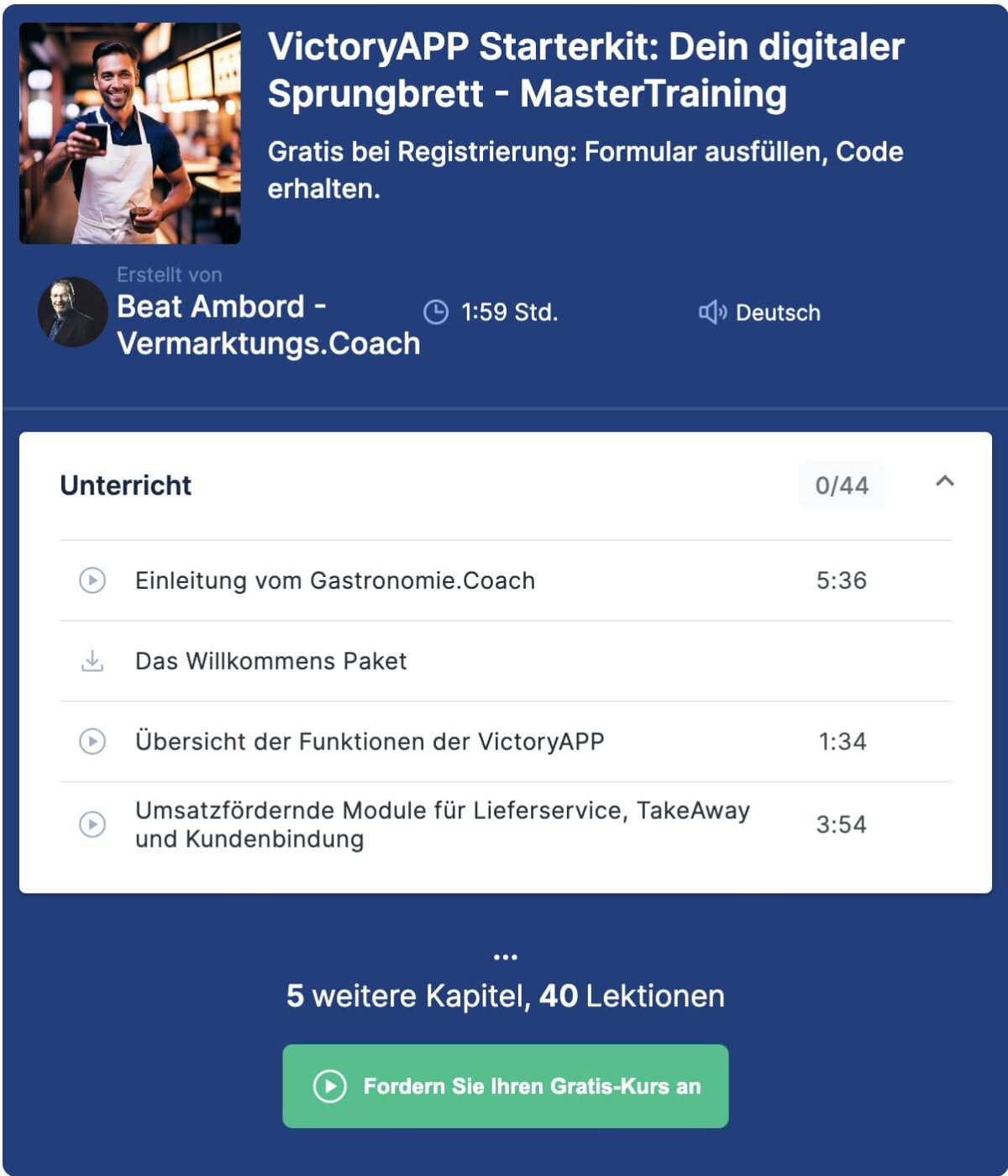 Kostenfreies Training und Unterstützung